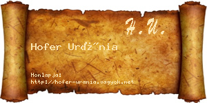 Hofer Uránia névjegykártya